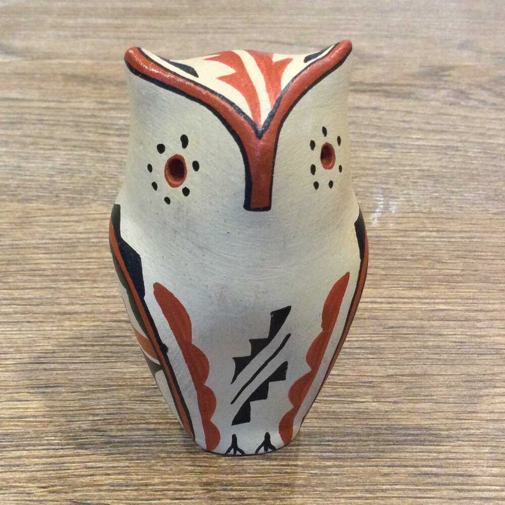 Vintage Juana Jemez Native American - Indian Handmade Clay Owl Signed